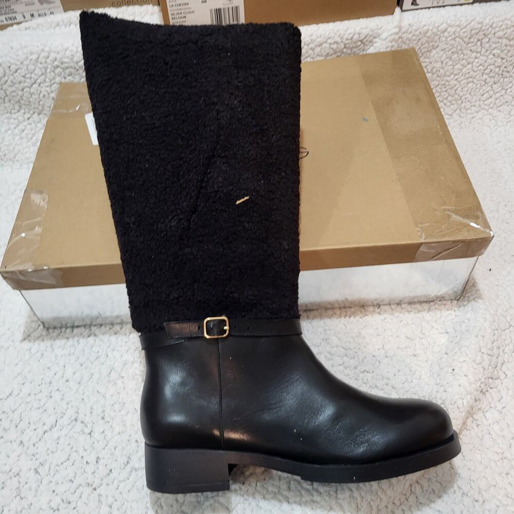 NEW Andre Assous Binni Faux Shearling Boot Black women's Size 10